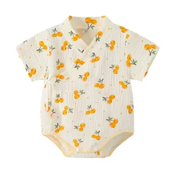 Baby Summer Romper Newborn Jumpsuit Boys Girls Muslin Cotton Shorts Sleeve Clothes 0-2 Years