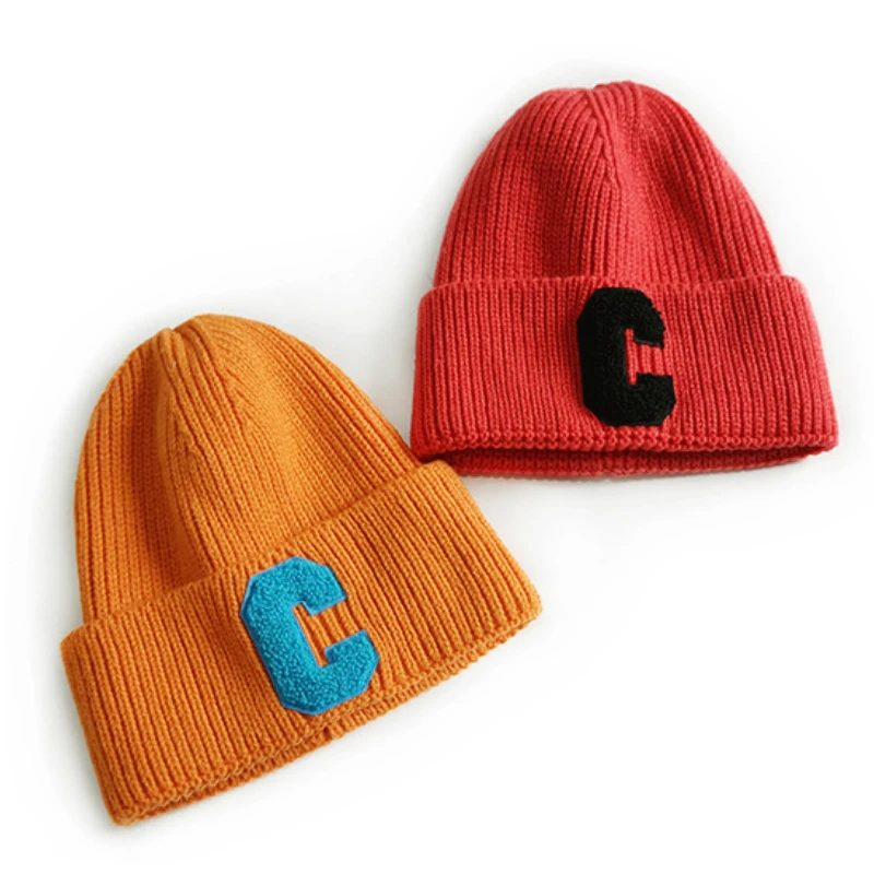 Multi Color C Letter Beanie Cap Unisex Knitted Hat Outdoor Thick Warm Sport Ski Knitted Hats Hip Hop Casual Bonnet Caps