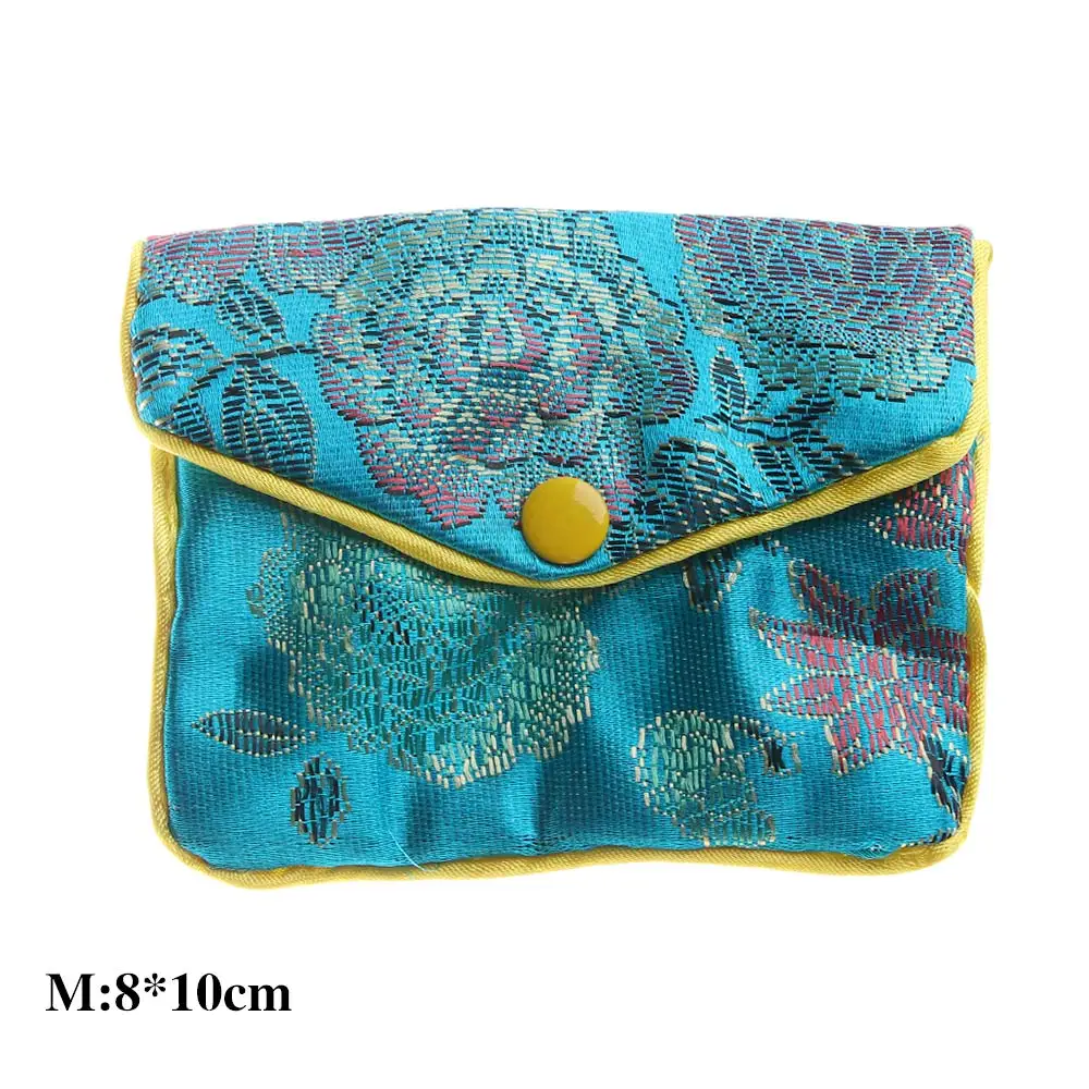 

Necklace Silk Embroidery Purse Brocade Coin Purse Floral Snap Buckle Handmade Handbags Wallet Jewelery Storage Jewelery Bag