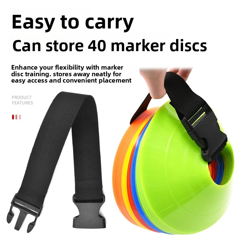 

Football cone with strap for training, storage strap for football and basketball, marking cone with bracket and net bag
