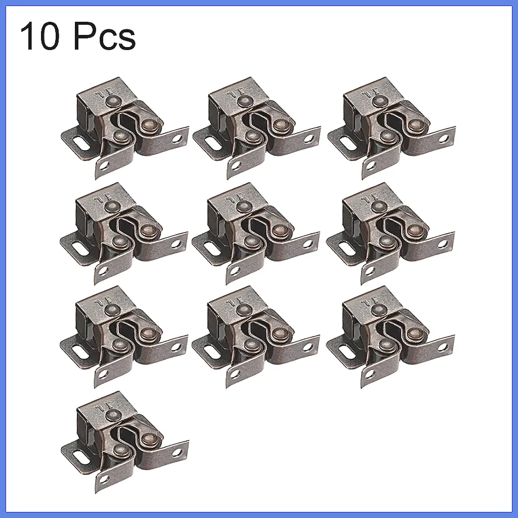 20pcs 10pcs Cabinet Door Double Roller Catch Ball Latch with Prong Copper Tone 34x32x13mm Home Furniture Hardware Accessory