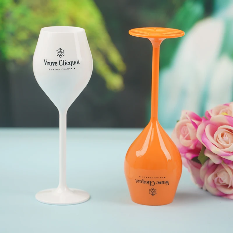 1 PCs Veuve Clicquot Flutes Glasses PP Plastic Wine Glasses Dishwasher-safe White Acrylic Champagne Glass Transparent Wine Glass