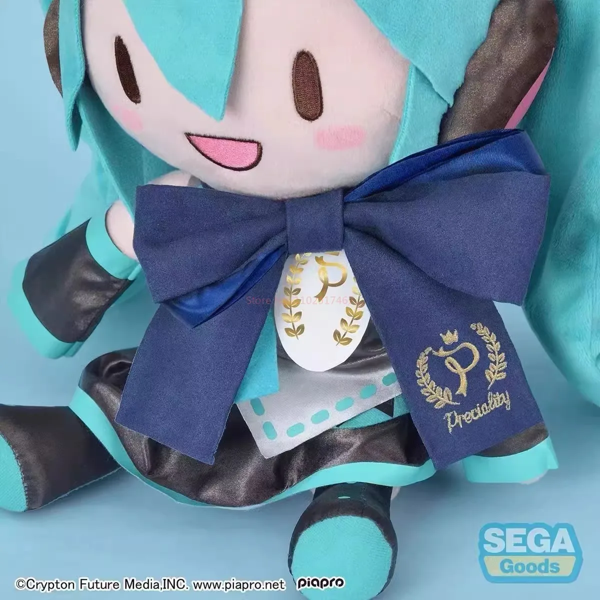 Hot ของแท้ Sega Hatsune Miku ตุ๊กตาน่ารักโบว์ Fufu สูตรชุดริบบิ้นสีฟ้าตุ๊กตา Plush ตุ๊กตาสาวของเล่นตุ๊กตาของขวัญวันเกิด