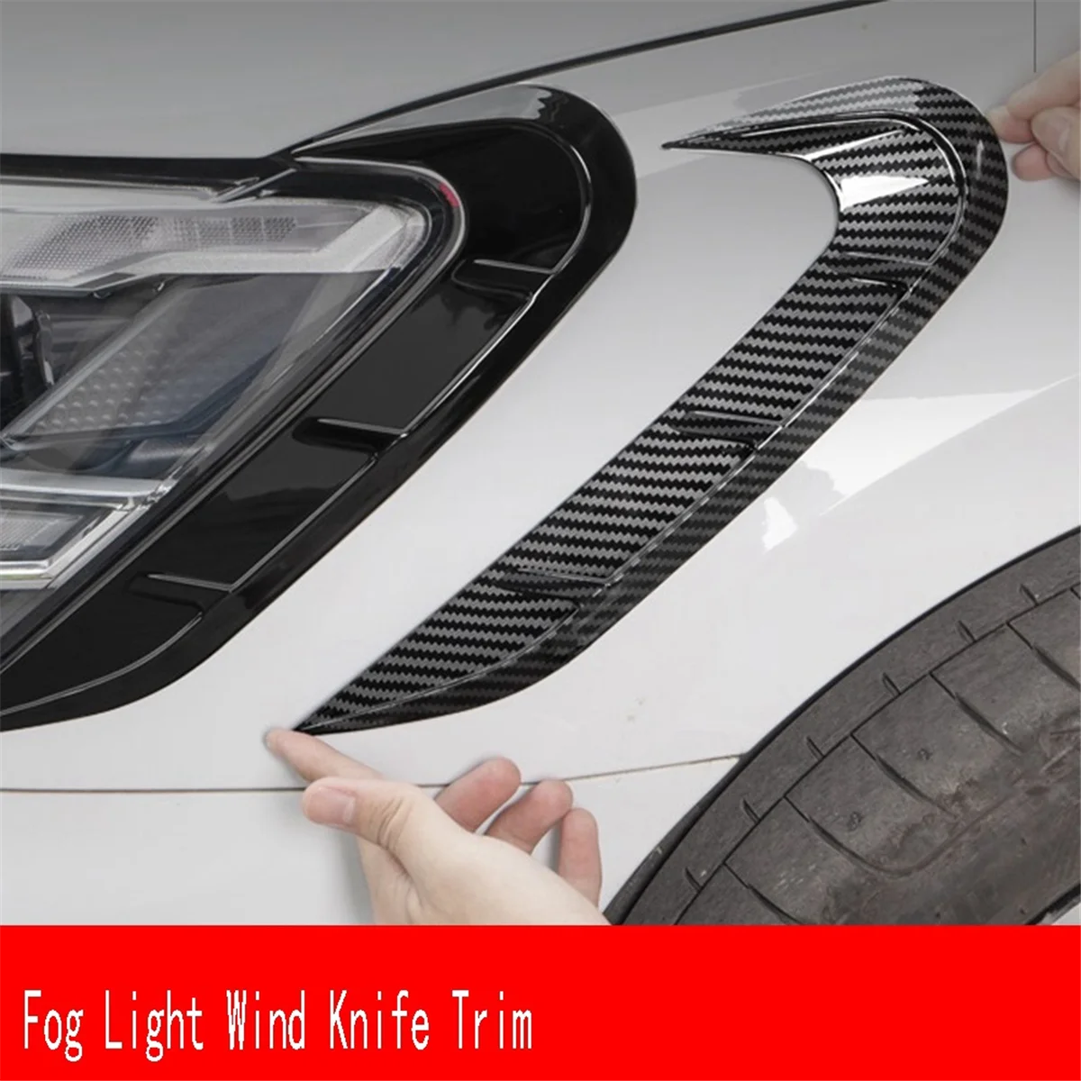 Carbon Fiber Headlight Eyebrow Cover Fog Light Wind Knife Trim for Audi- A3 A3L 2021 2022