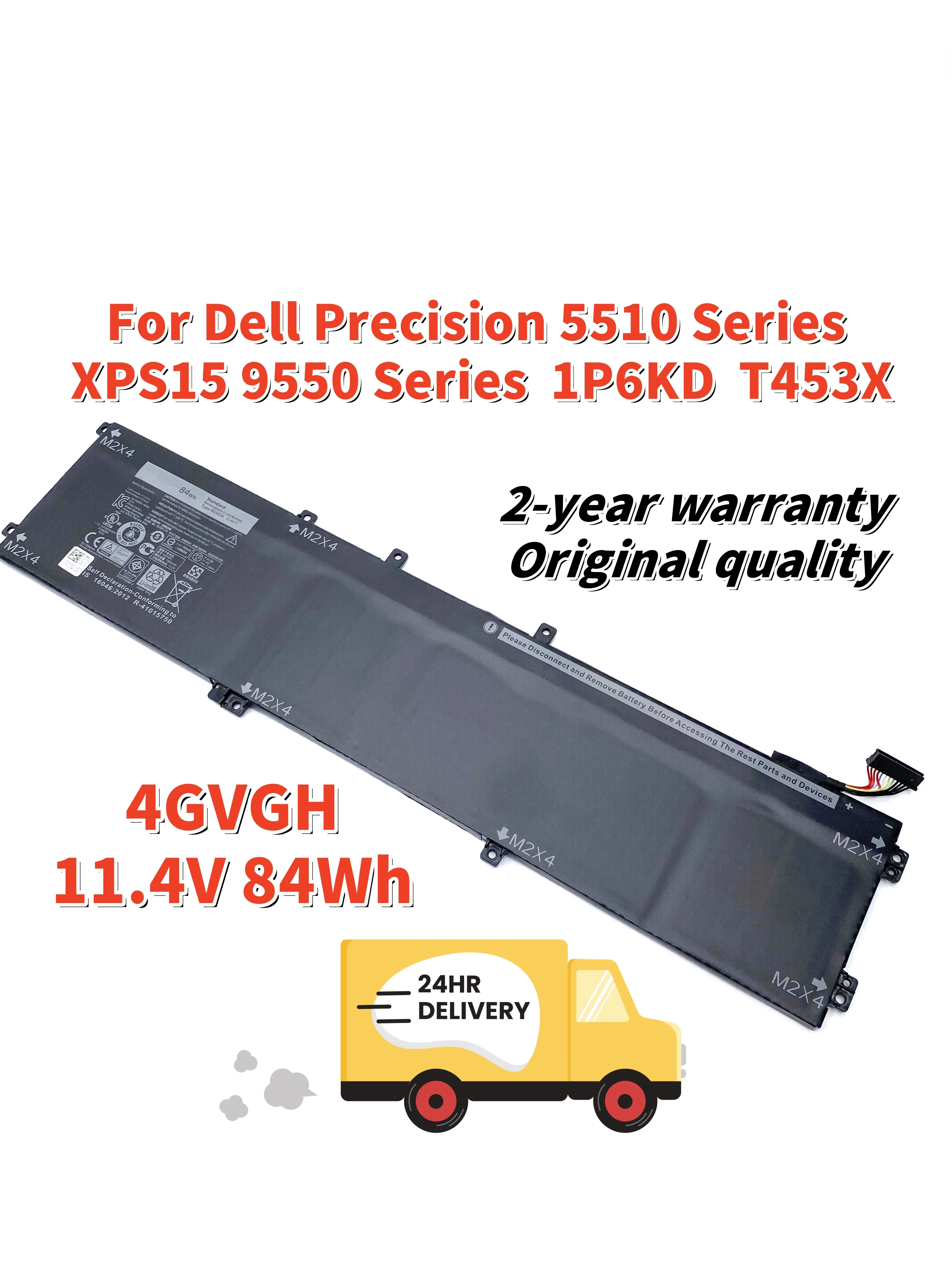 

НОВЫЙ аккумулятор для ноутбука 4GVGH для Dell Precision 5510 XPS15 9550 серии 1P6KD T453X RRCGW 11,4 В 84 Втч