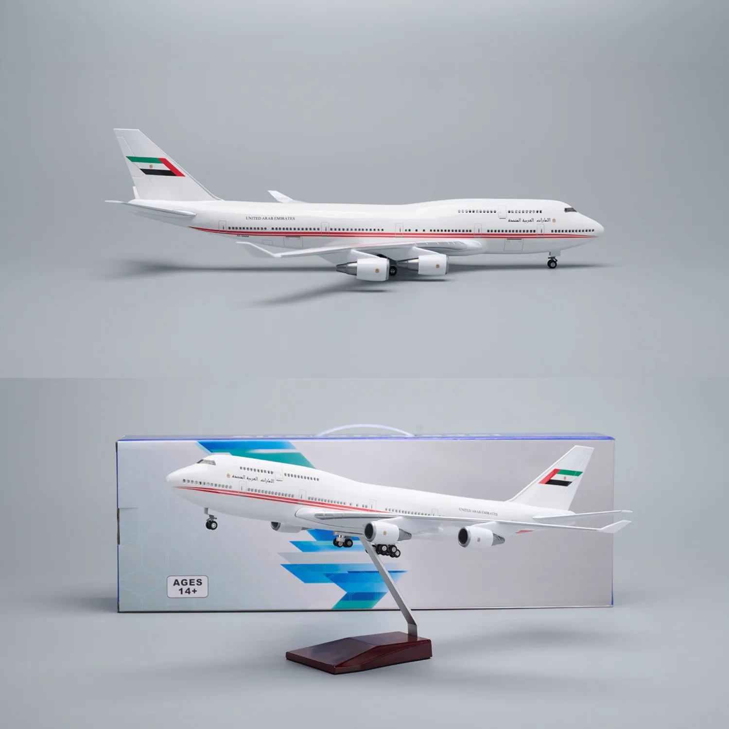 1/150 Large Scale 47cm Emirates Presidential Aircraft B747 Diecast Resin Airplane Model Kit With Stand Aviation Souvenir Gift