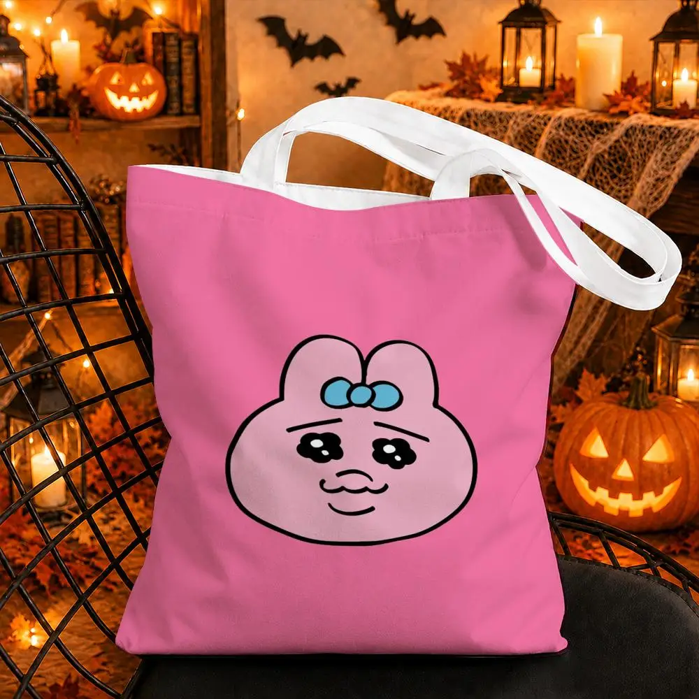 Character O-Opanchu Usagi Storage Bags Structured Canvas Tote Bag Large Aesthetic Shoulder Handbag Reusable Casual Shopping Bags