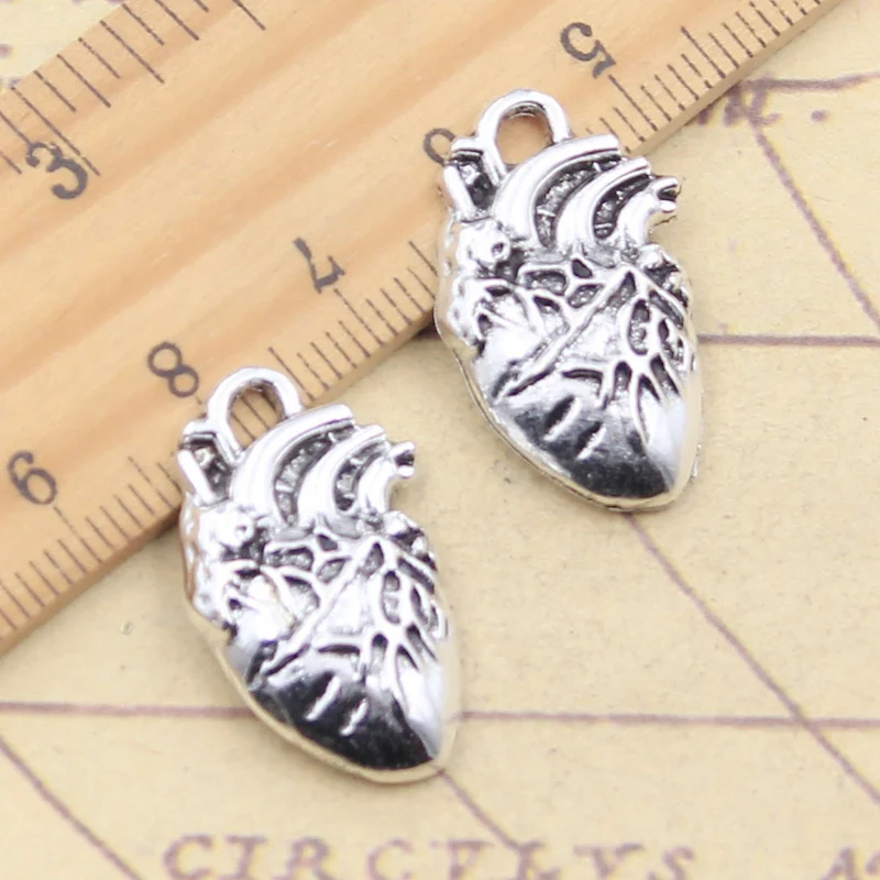 10pcs Charms Heart 25x15mm Tibetan Silver Color Pendants Antique Jewelry Making DIY Handmade Craft