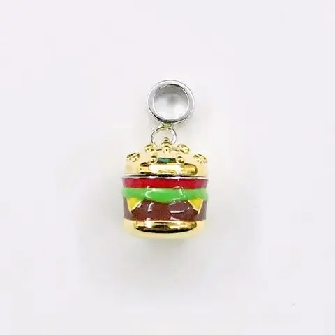 

925 Sterling Silver Openable Hamburger Charm Bead For Pandora Bracelet Bangle European Jewelry Women Girls Collection Gift