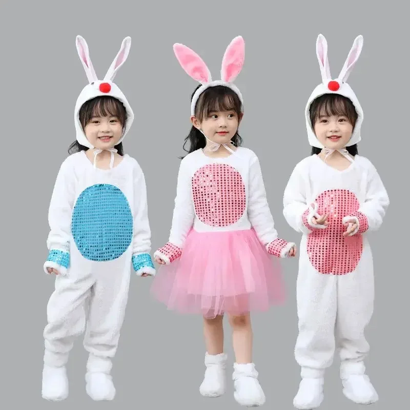 Sky02 4 قطع هالوين الأطفال عرض الحيوانات الملابس الأبيض أرنب تأثيري حلي بنين بنات الذئب اللباس الاطفال أرنب عيد الفصح Dan88Li