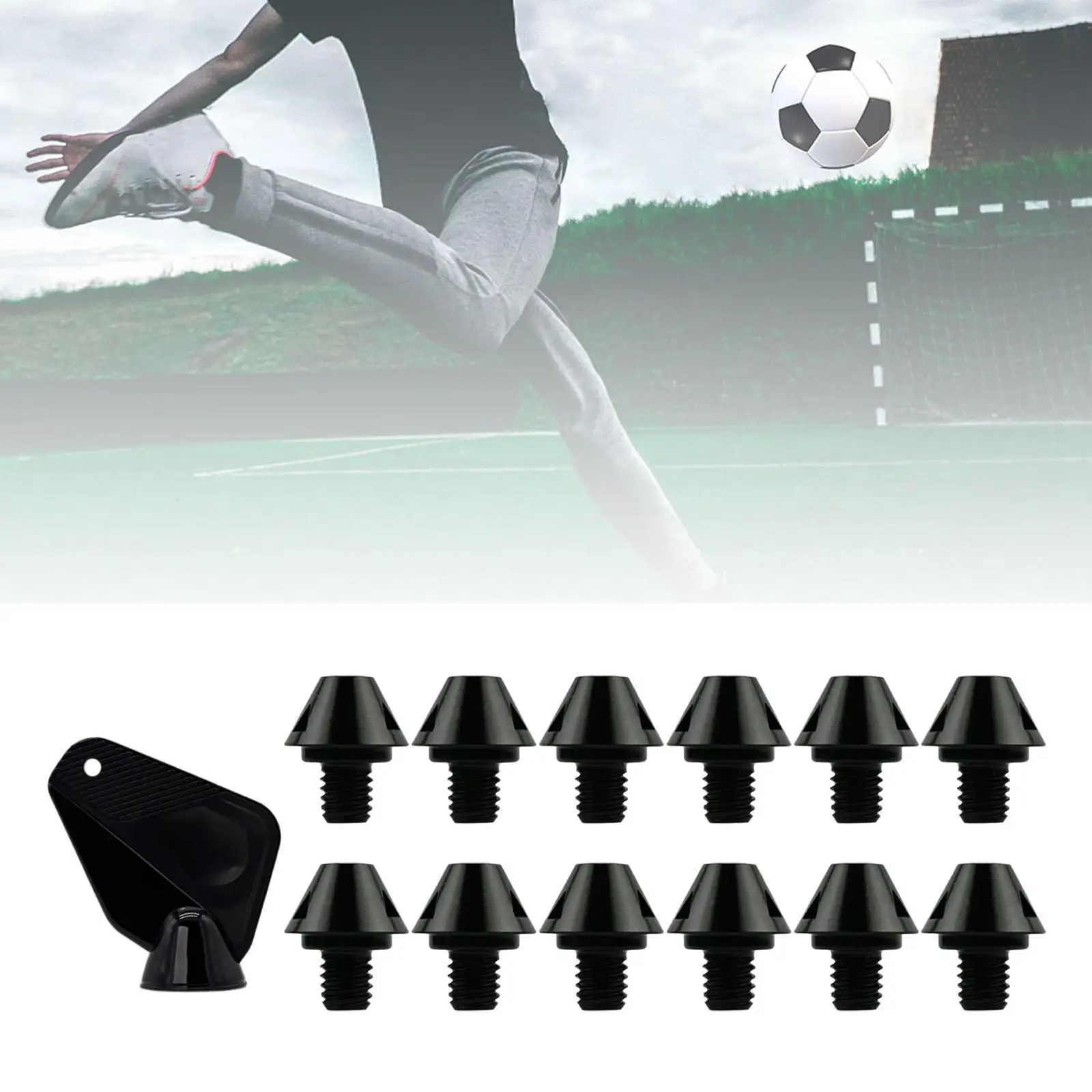 

12 шт. футбольных шипов для бутс, портативные, с резьбовым креплением, диаметр 6 мм, для твердого грунта, для регби, для соревнований, тренировок, спортивной обуви