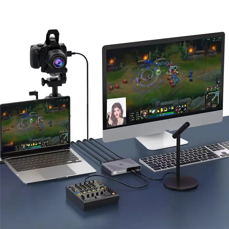 AS95 Dual -Compatible Input USB3.0 Video Capture Card Switcher, Screen Display Converter for Gaming