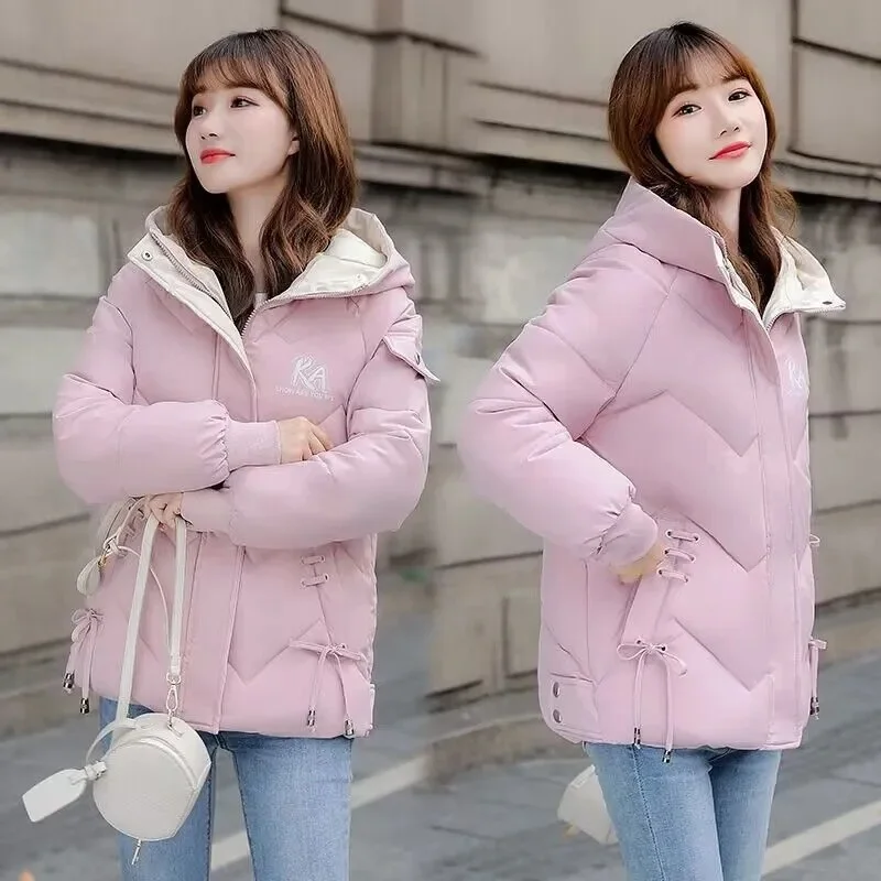 Trendy Cotton-padded Cropped Coat 2024 New  Korean Style Women\'s Puffer Jacket Hooded Winter Parka Fashion Coat Student Overcoat