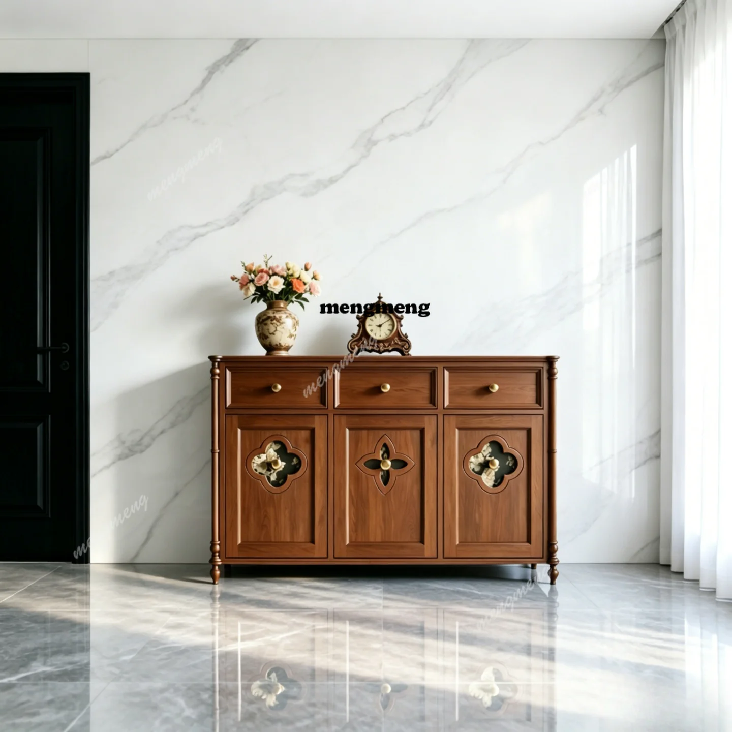 New Chinese solid wood side cabinet dining room locker tenon and mortise structure medium and ancient style storage cabinet