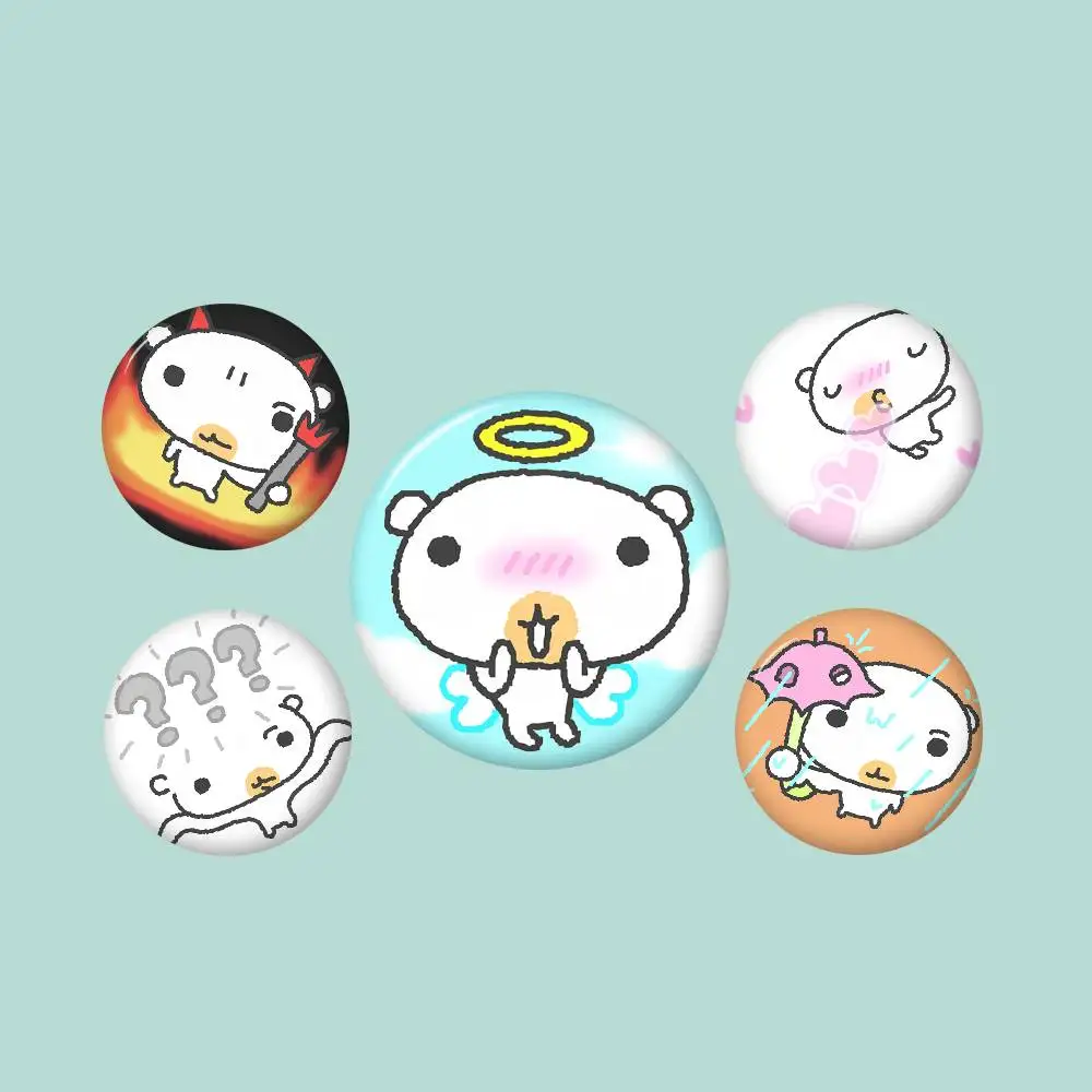 INS Puppy Seal Cartoon Creative Pins Funny Faces Round Snap-in Brooch Badge Backpack Hat Accessories Jewelry Gifts
