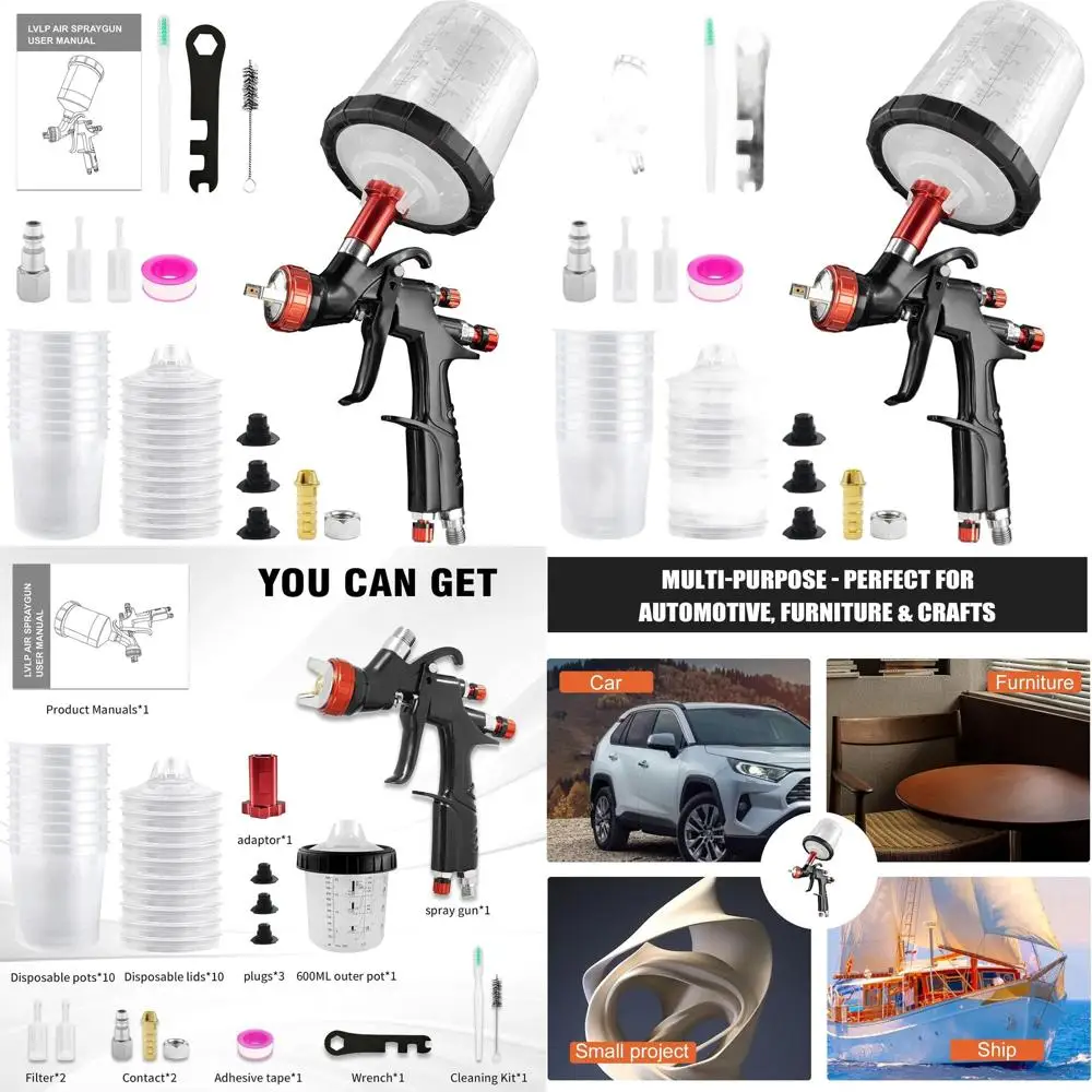 

Профессиональный набор для покраски 1,0 мм с бачком 650 мл и 10 одноразовыми стаканами для автомобилей, мебели и нанесения лака