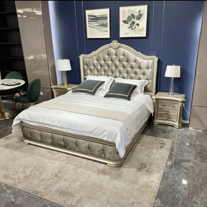 American light luxury French simple luxury carved bed, home master bedroom princess bed