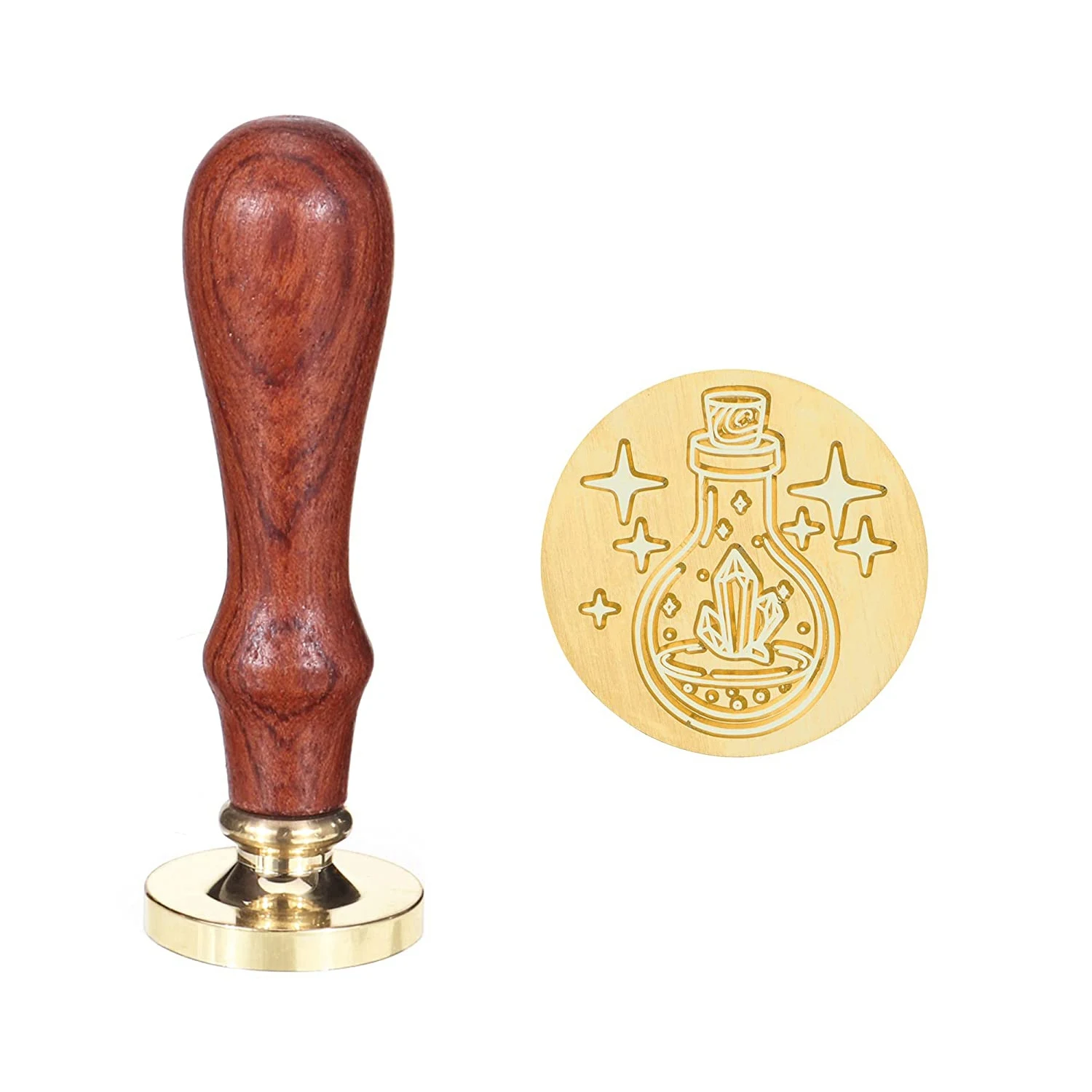 Magic Potion with Crystal Wax Seal Stamp, 30mm Vintage Brass Head Sealing Stamp, for Embellishment of Party Invitations