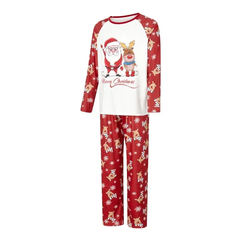 Christmas Family Pajamas Matching Set Santa Elk Print Long Sleeve Tops and Pants 2 Pieces Loungewear Soft Sleepwear