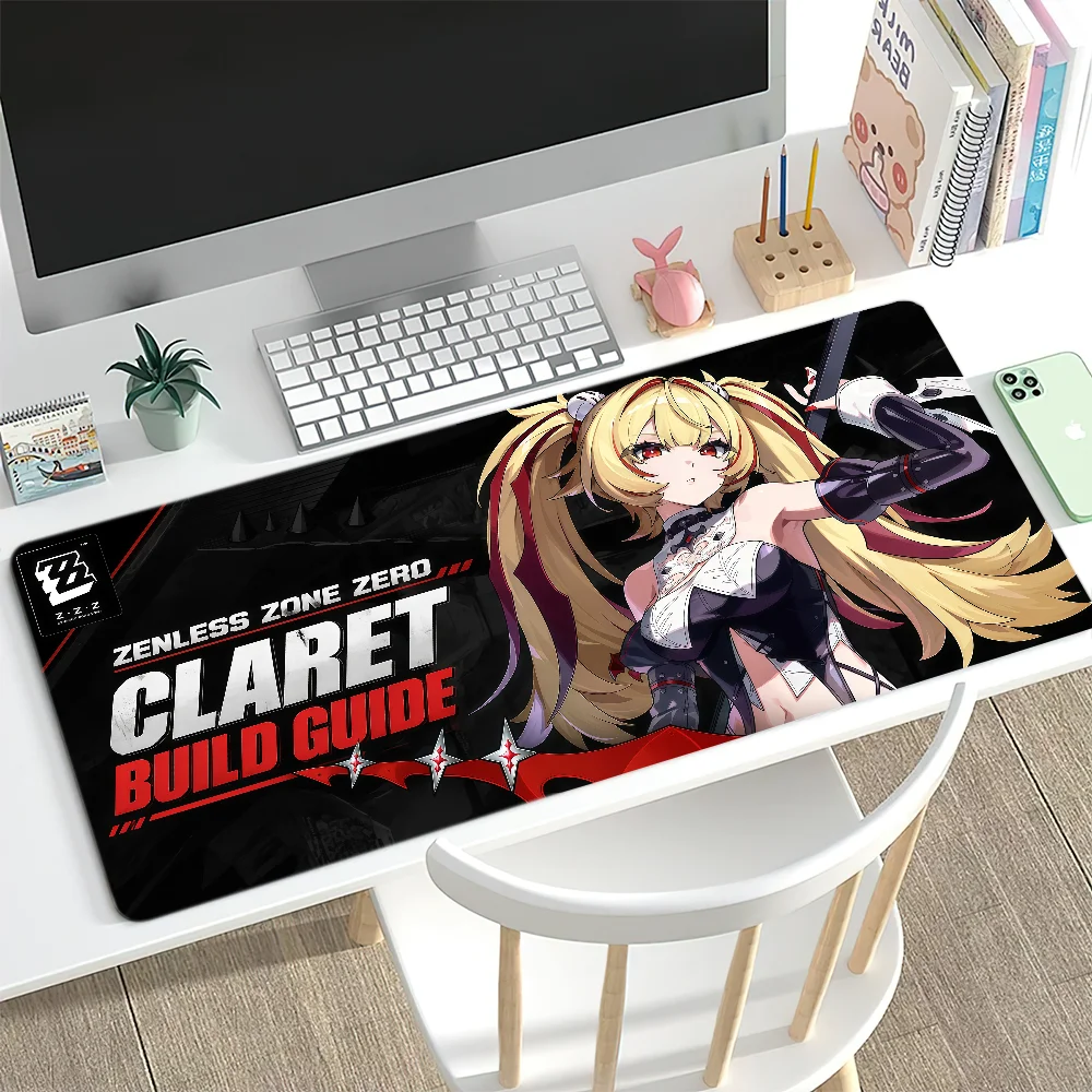 ZZZ Zenless Zone Zero Claret Flint Mouse Pad Desk Mat Large Non-slip Anti-fray Keyboard Ergonomic Office Rubber PC Home Custom