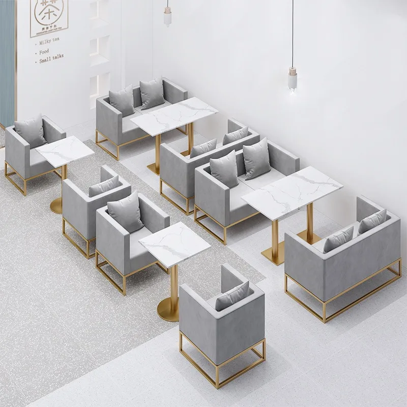 Cafe sofa combination, dessert shop afternoon tea booth studio simple L-shaped reception sofa