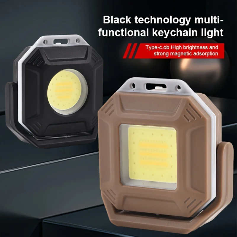 COB LED Flashlight Rechargeable Portable Mini Flashlight With Magnetic Keychain Flashlight Outdoor Camping Work Pocket Light