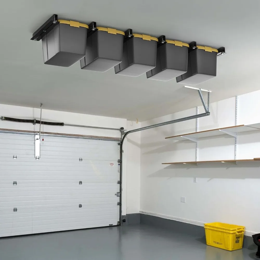 Heavy Duty Ceiling Tote Storage Rails, Garage Bin Storage Rack Adjustable Slide Rail (6 Pack for 5 Bins, Bins Not Included) - view 2