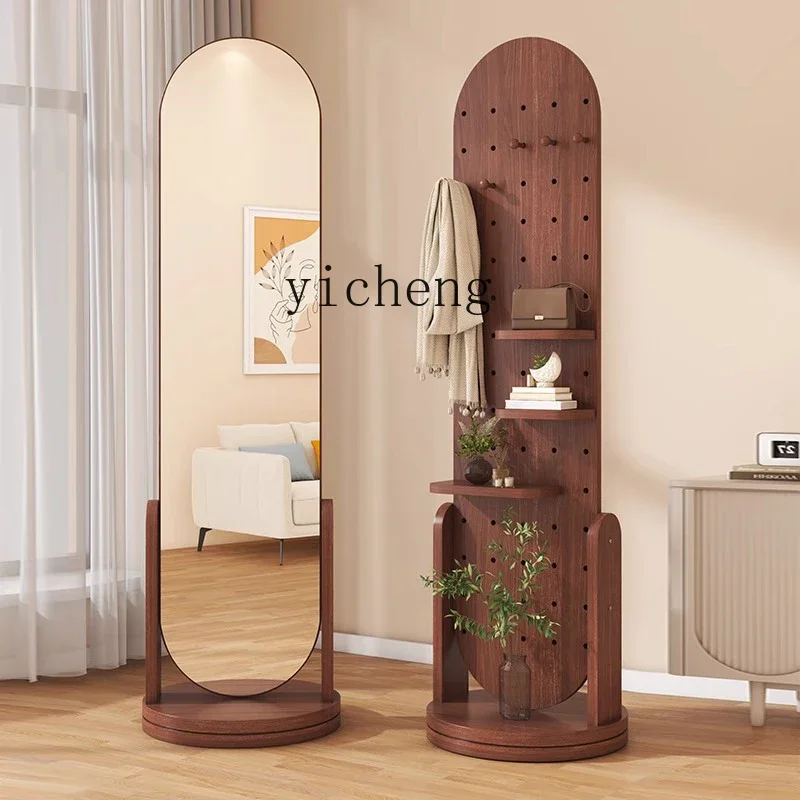 

TQH simple full-length mirror movable rotating household bedroom clothes hanging integrated mirror floor fitting mirror