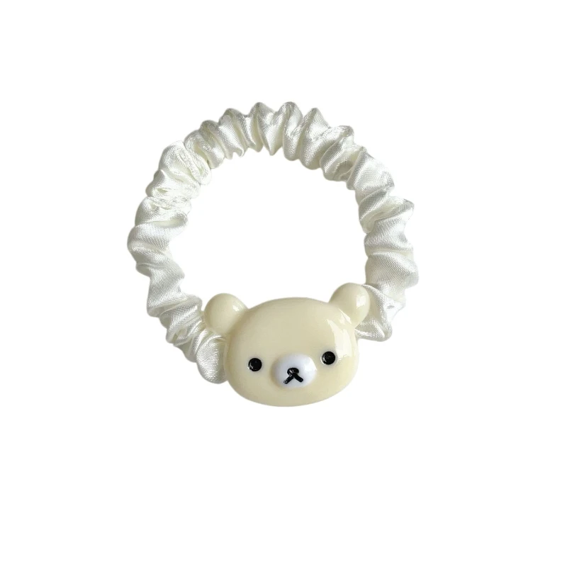 Cute Rilakkuma Cartoon Brown Bear Plaid Mini Hair Bun Hair Tie Simple Fresh Girl Style Ponytail Hair Rope Elastic Hair Accessory view 6