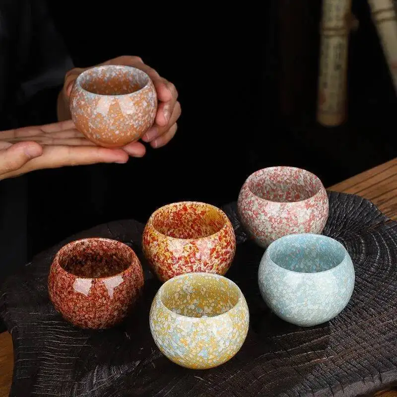 Ceramic Kiln Glaze Tea Cup Transformed Dragon Egg Cup Non-Tipping Cup Kung Fu Tea Cup Large Master Cup Tea Bowl 