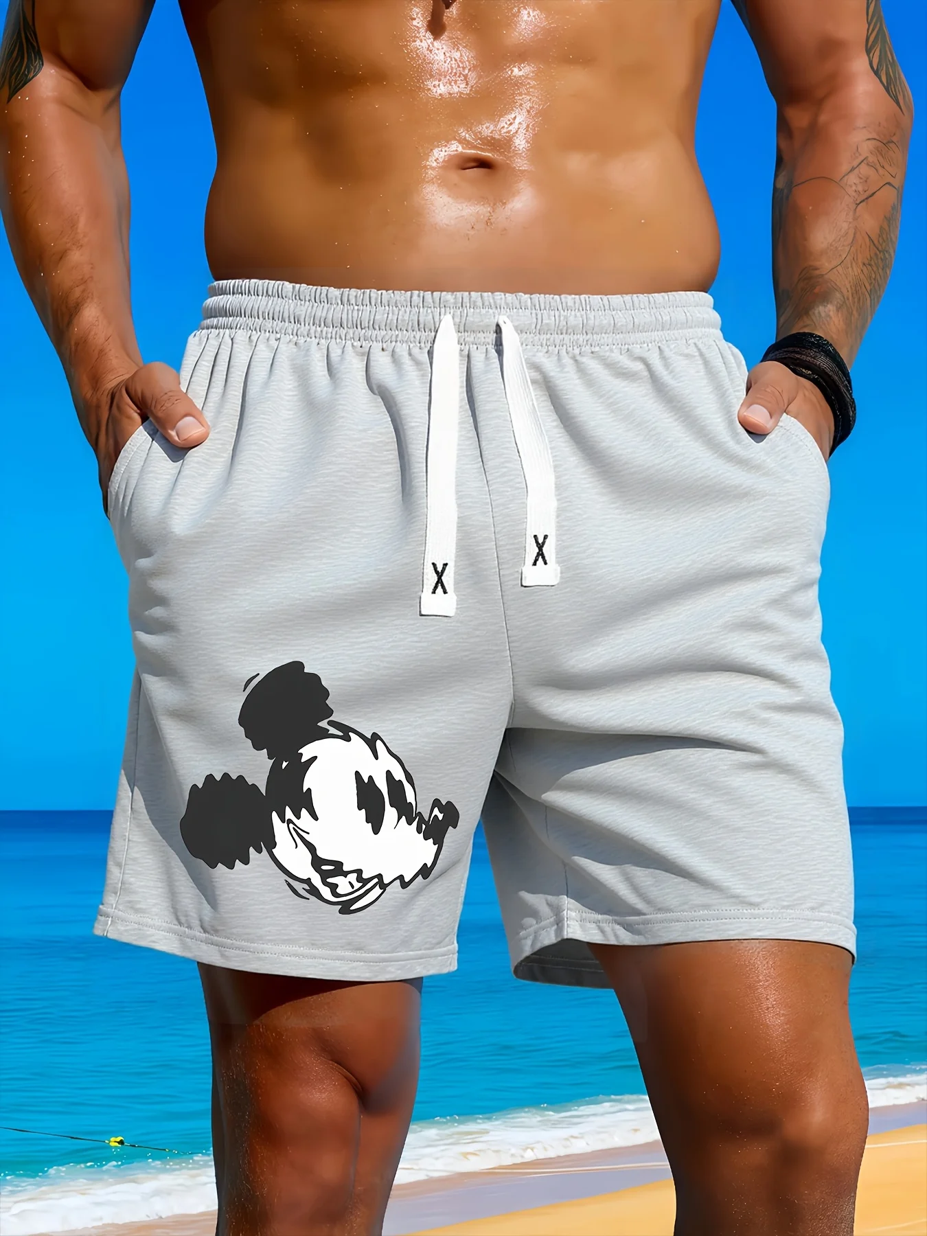 2025 mode d'été nouvelle série Mickey lâche respirant unisexe coton short décontracté en grande taille grande taille