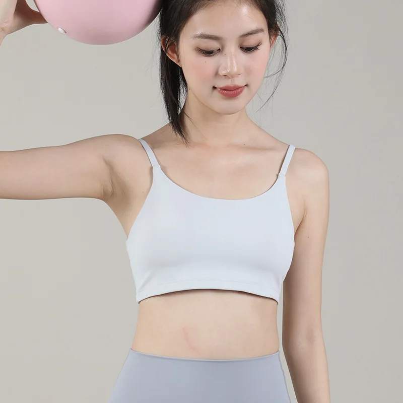 

New Thin Shoulder Strap Sports Underwear Women's High Bullet Shockproof Breathable Beautiful Back Yoga Pilates Fitness Sports Ve