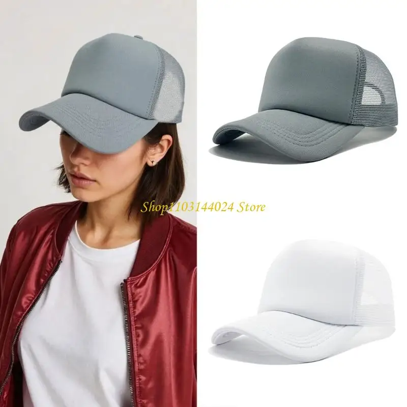 N5KE Lightweight Polyester Sun Hat Color Design Wide Brimmed Truckers Hat Adjustable Strap For Summer