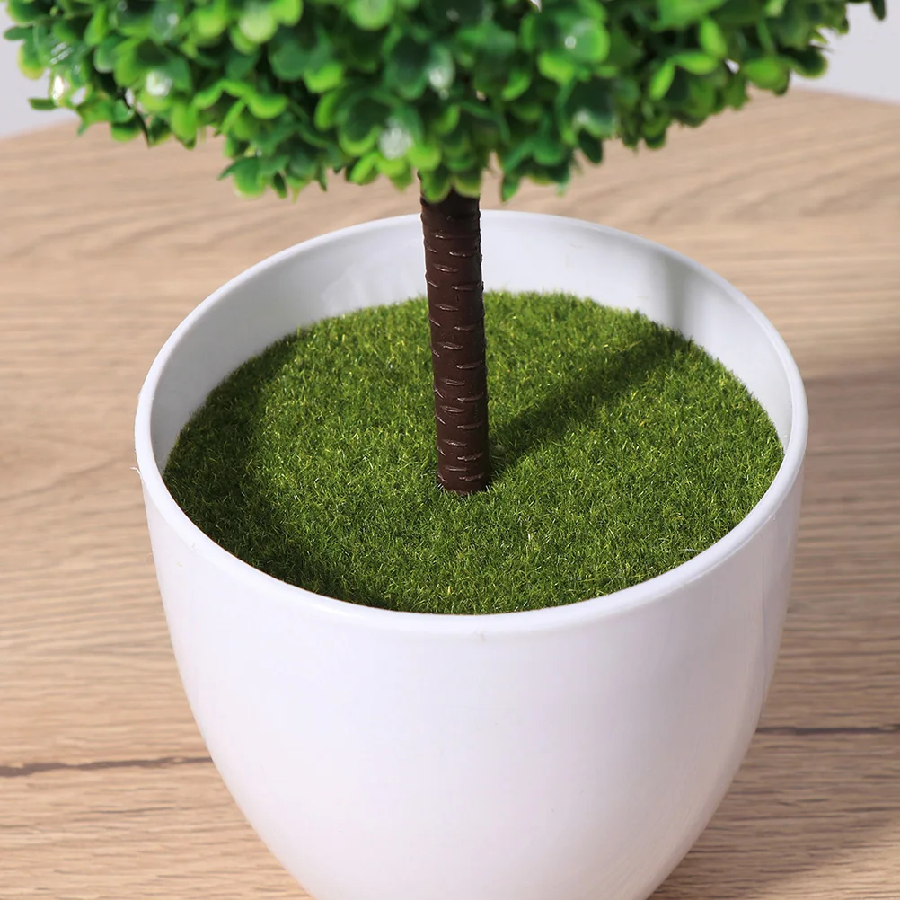 Árbol de boj topiario de bolas artificiales en maceta, decoración de bonsái, maceta de vegetación decorativa, árboles de imitación verdes de plástico para exteriores