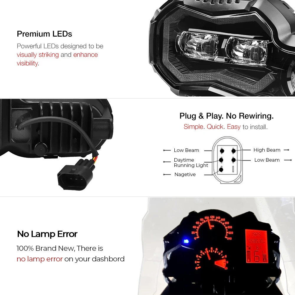 LED Headlight Angel Eye E24 MARK For F800GS ADV F800R F650GS F700GS Motorcycle DRL Upgrade Headlamp F 800R F 650GS F700GS