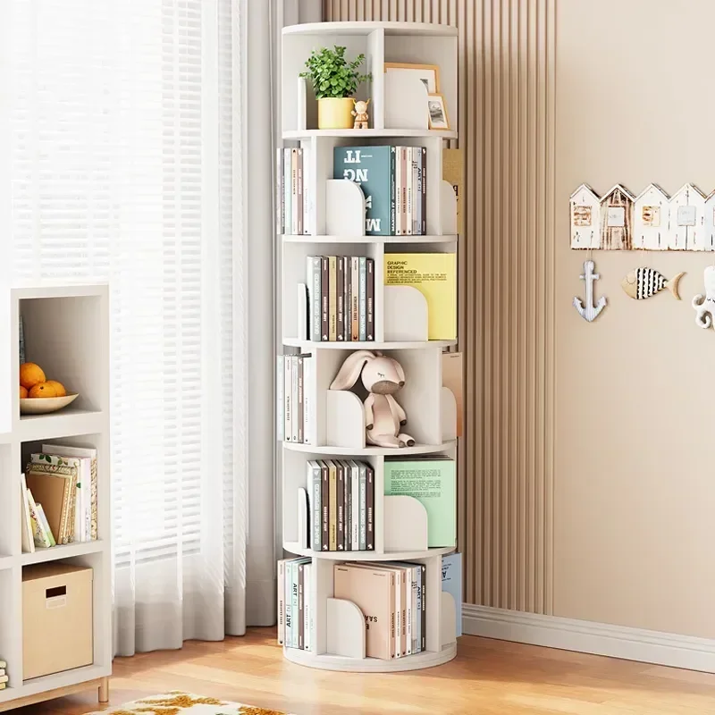 Giratorio 360 ° Estanterias de almacenamiento para libros, estantería sencilla para niños, estantería para libros con imágenes, Estanterias simples para estudiantes, muebles para el hogar WKBS