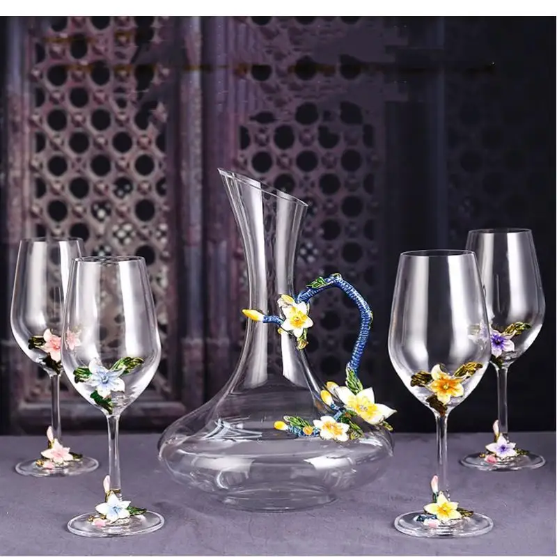 

Enamel Color Craftsmanship, Crystal Red Wine Glass, Decanter, Home Decoration, Glass Set, Wedding Gift ,Dining & Bar
