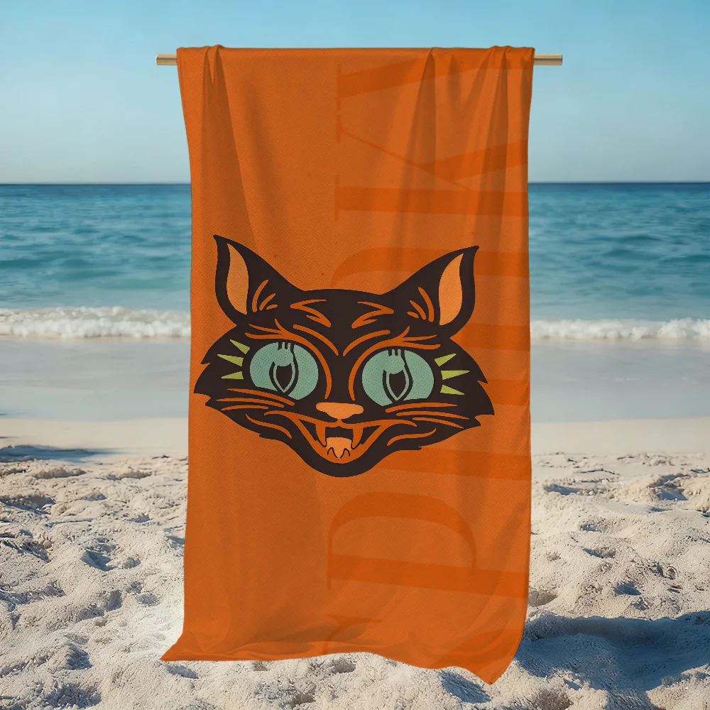 Vintage Halloween Cat  Towel Beach Quick Dry Soft Pool Towels Gift for Travel Gym Shower Camping sports