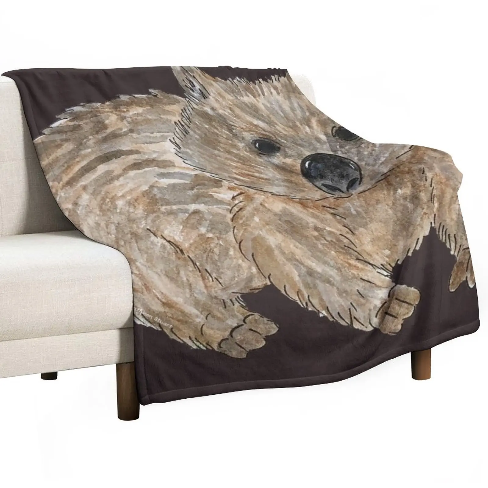 

Wombat - Australian Animal painting Throw Blanket Tourist Blanket Custom Blanket