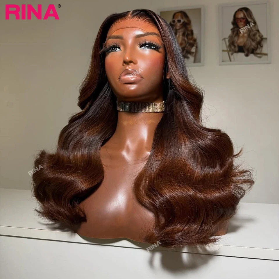 Ombre Brown Color Body Wave Lace Front Wig Human Hair Pre Plucked 13X6 13x4 Lace Frontal Wigs Bleached Knots For Women - view 2