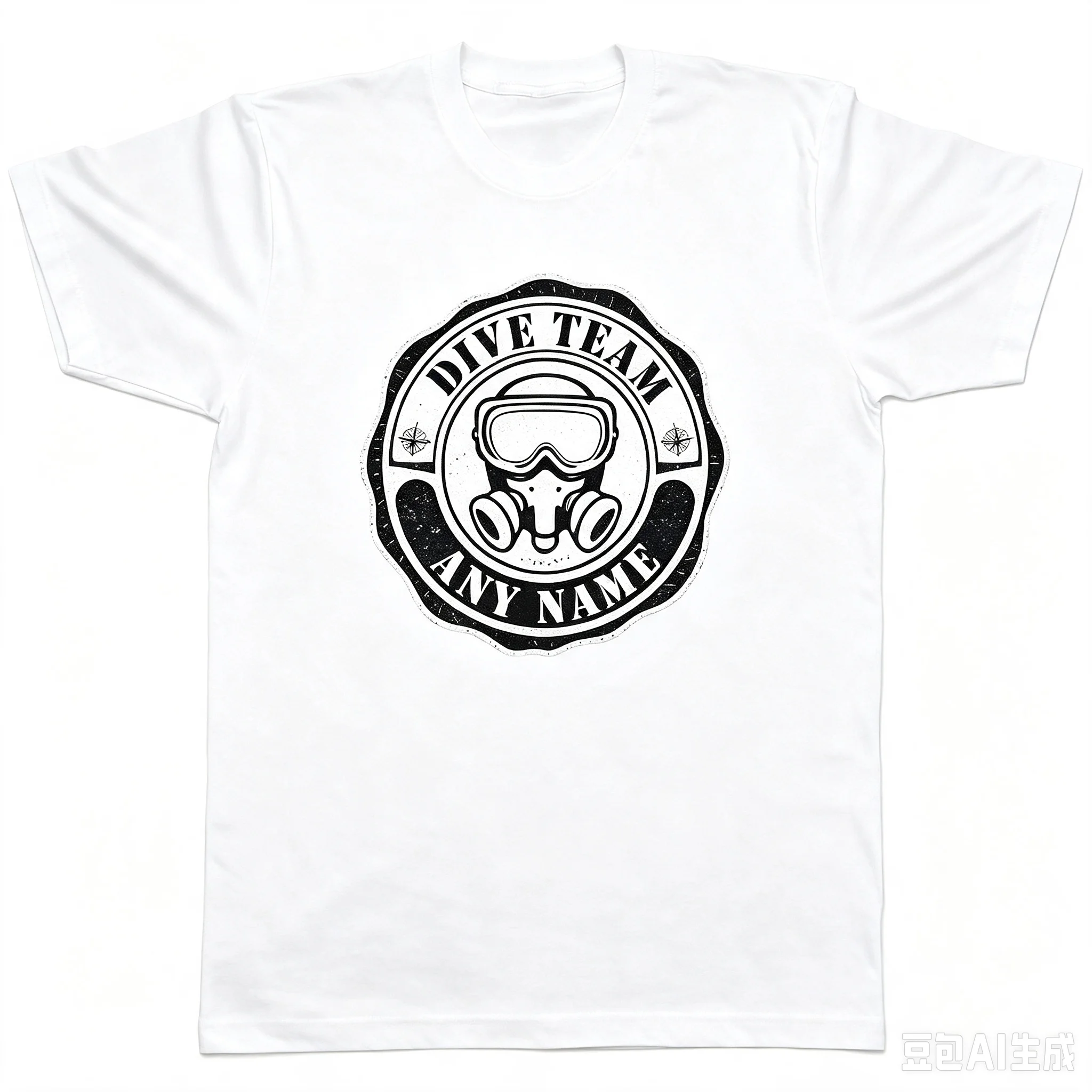 Men Dive Team Badge Graphic T‑Shirt Vintage Scuba Diving Print Casual Outdoor Short Sleeve Tee