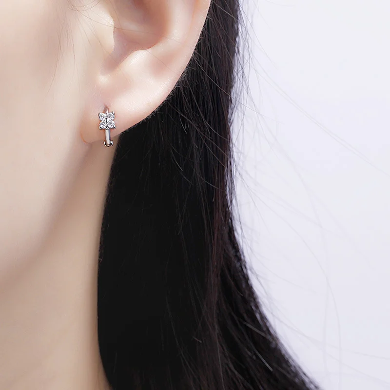 

EVISPOL Stainless Steel Little Huggies Hoop Earrings For Women Tiny Crystal Zirconia Pendant Cartilage Earrings Piercing Jewelry