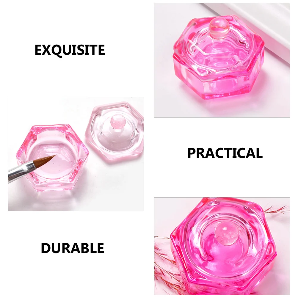 2 個ピンククリスタルモノマーディッシュガラスダッペンカップアクリル液体保管用ネイルサロンツールネイルアクリル用品