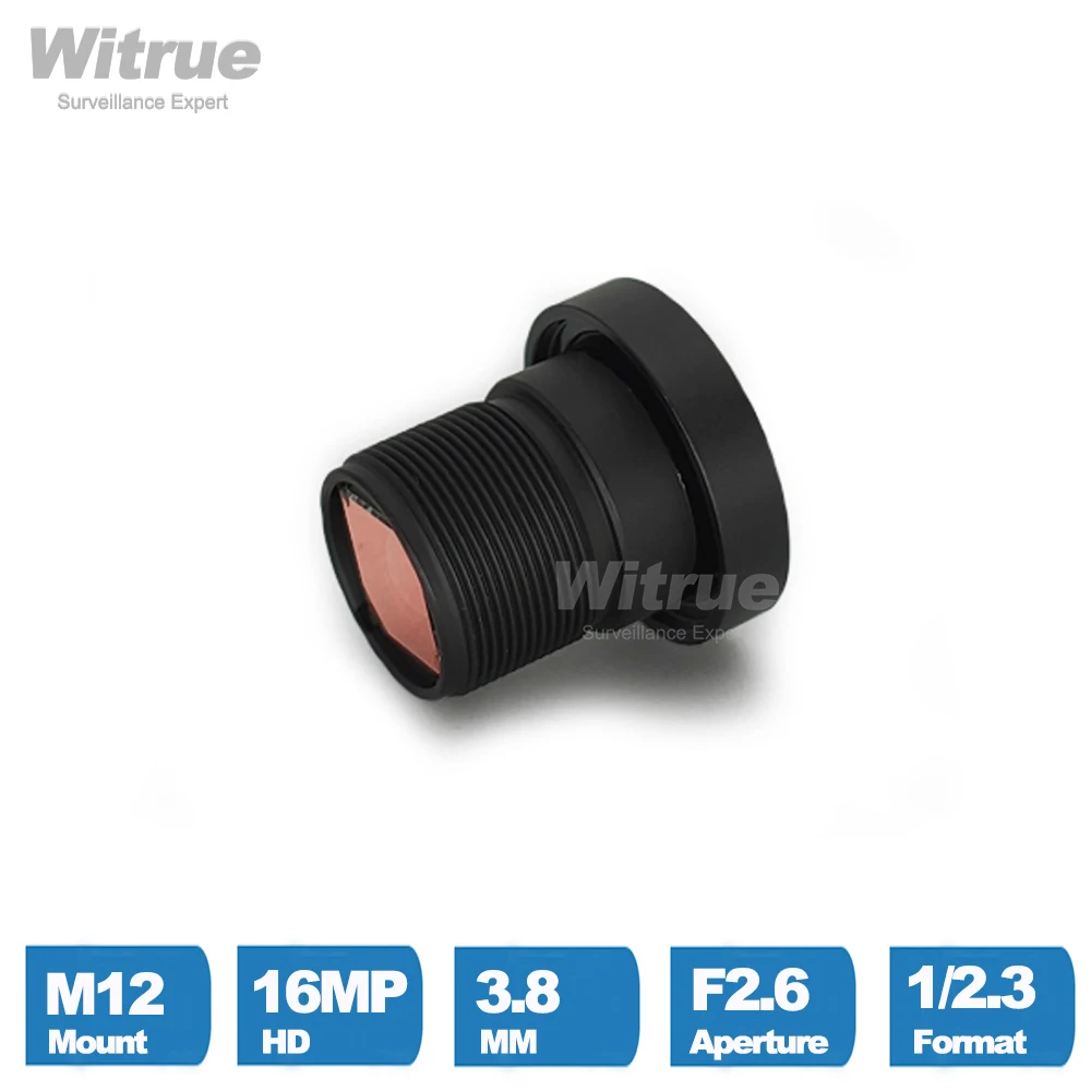 Witrue HD 4K 16MP CCTV Lens M12 Mount 3.8MM Aperture F2.6 Format 1/2.3 No Distortion with 650nm IR Filter for Security Cameras