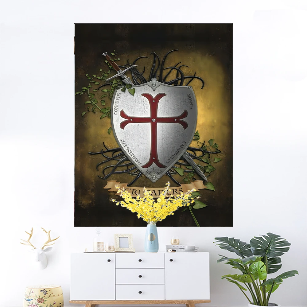 Knight Templar Flag Banner Tapestry Polyester 150x90cm Hang On The Wall Custom Indoor Personality Decoration