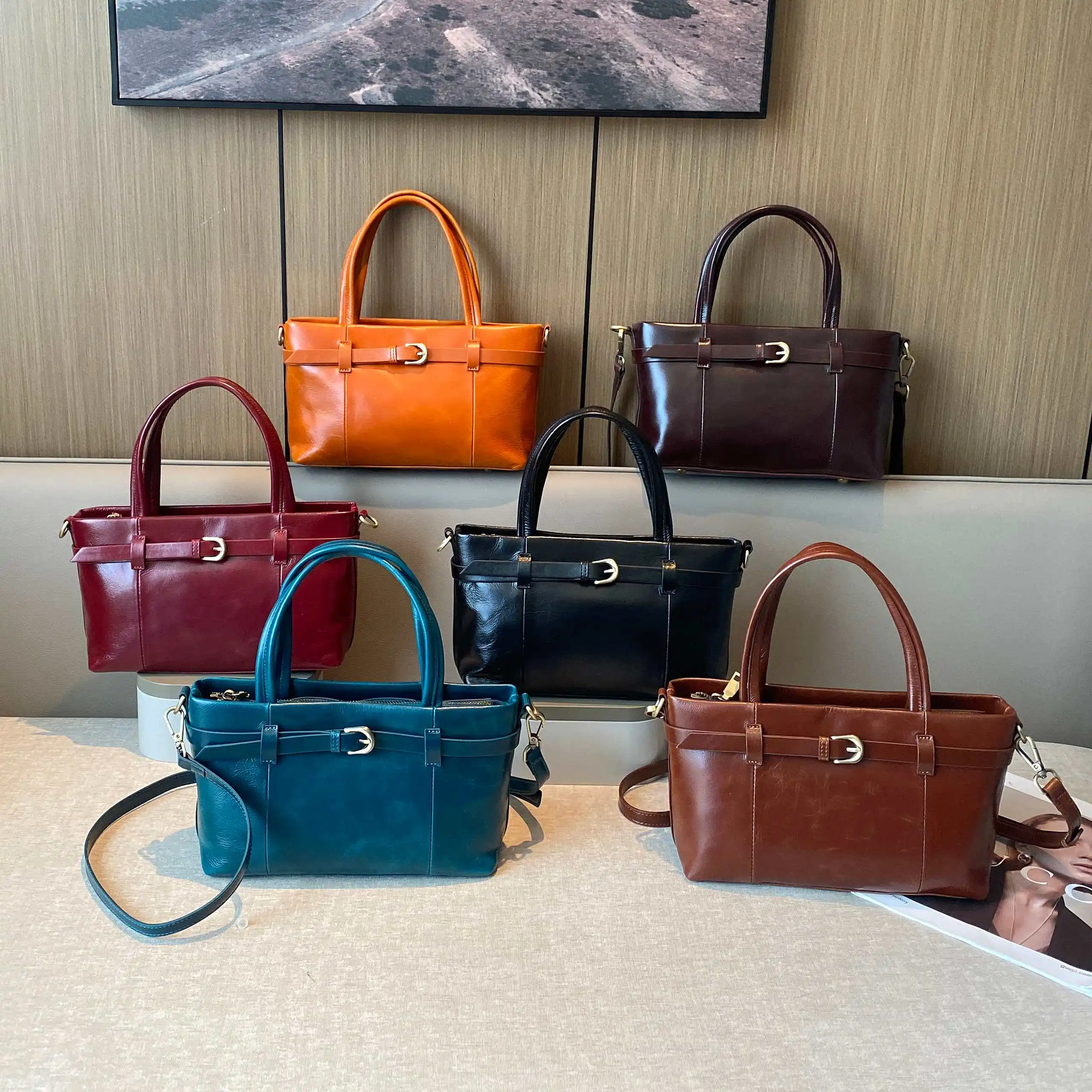 Genuine Grade Leather Women's Shoulder Crossbody Tote Bag Luxury Designer Brand High Quality Cowhide Ladies Small Handbag New