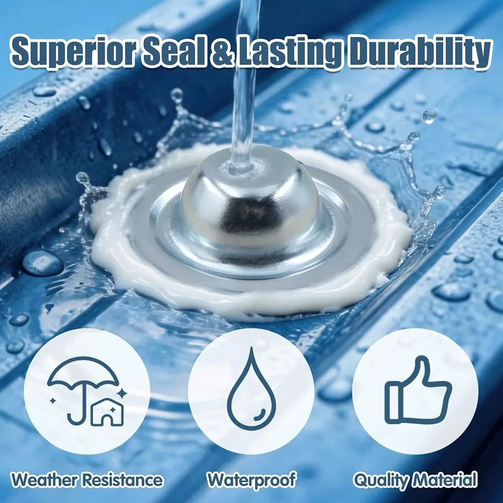 5pcs Stainless Steel Metal Roof Screw Caps Weather Resistant Leak Protection Roof Fastener Covers Rust Resistant Roof Bolt Caps