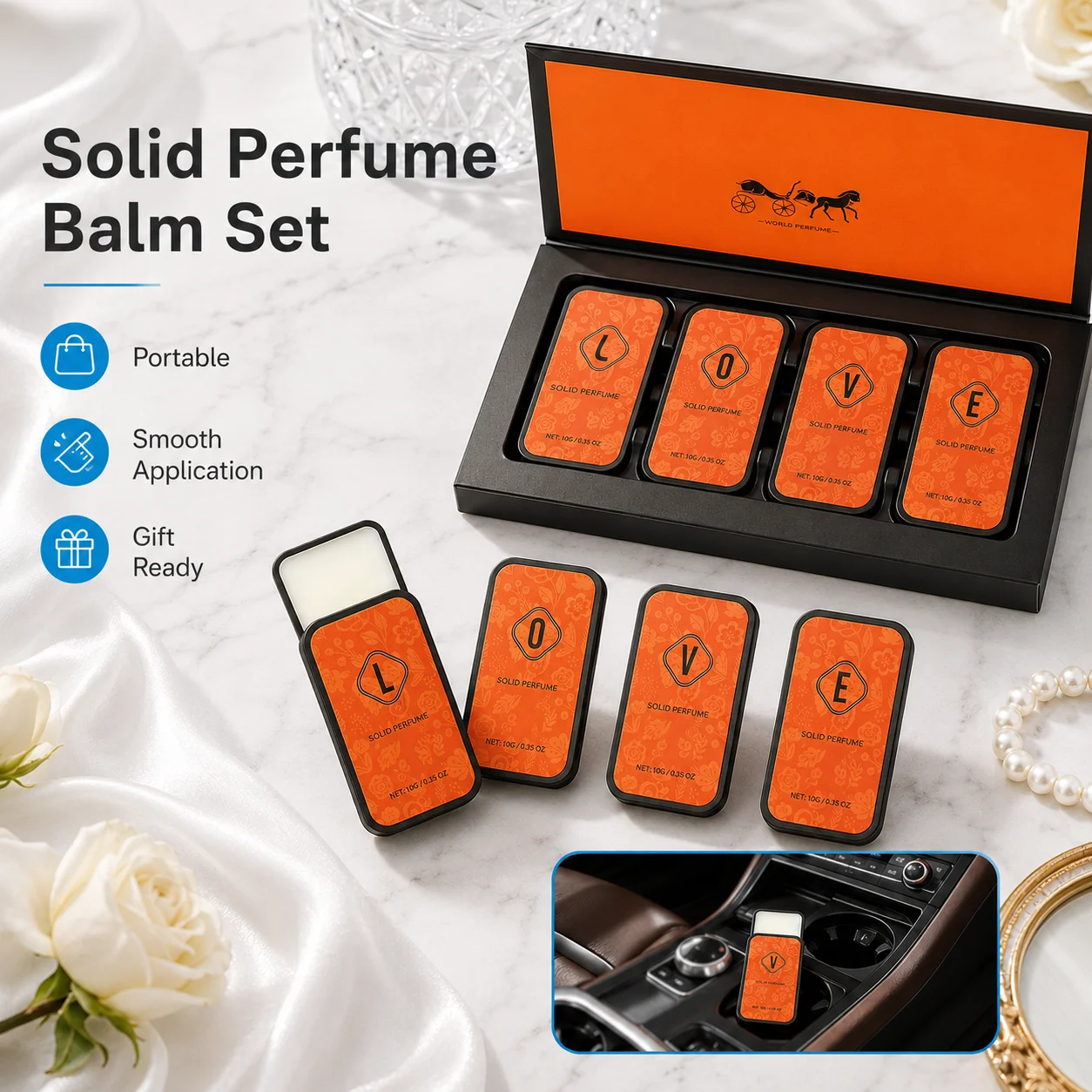 4PCS Natural Solid Perfume Balm Collection Fragrance Set Travel Size Long Lasting Aroma Gift Set For Women Men Everyday Wear