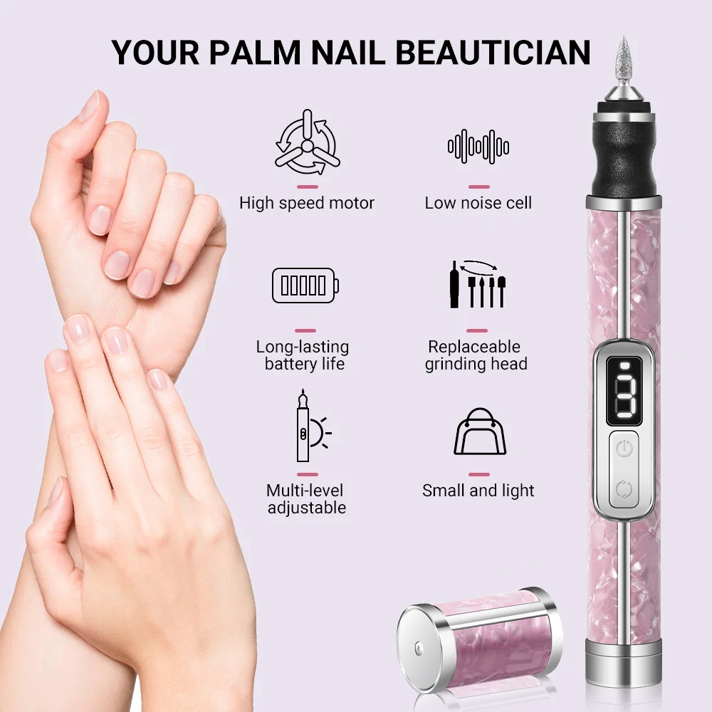 Electric Nail Drill Set Professional Nail Polishing Machine 4 Speeds Nail Edge Shaping Polishing Grinding Dead Skin Removal Tool