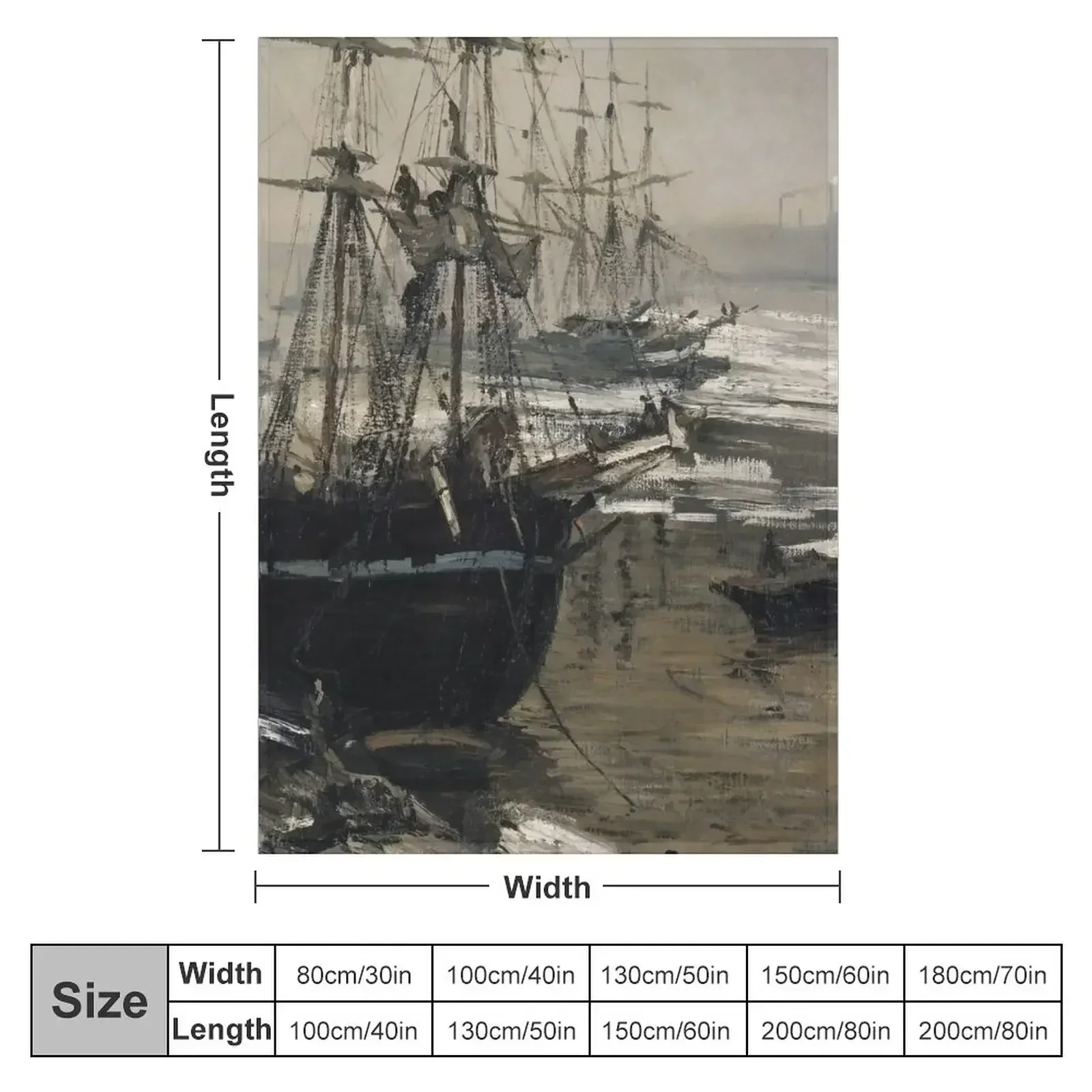 The Thames in Ice by James Whistler (1860) Throw Blanket couch cozy soft plush fuzzy picnic outdoor blanket
